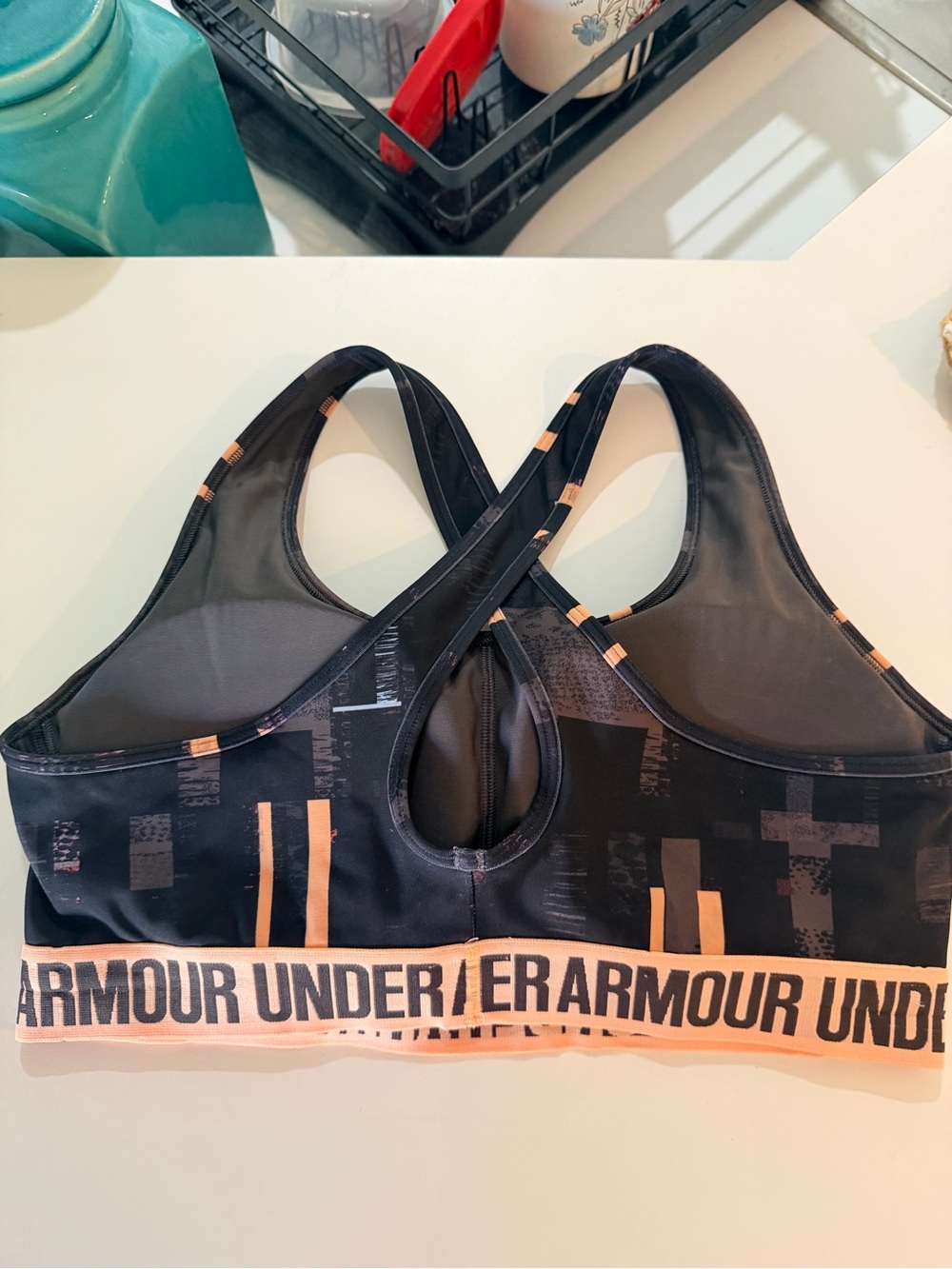 Under Armour Black Swim Sports Bra with Peach Accent